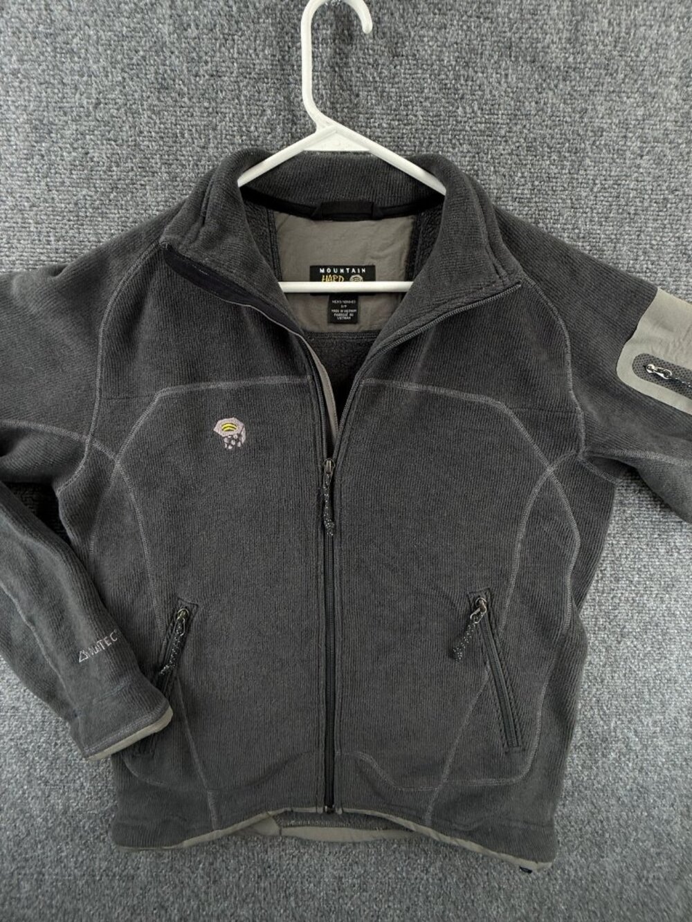 Mountain Hardwear Jacket Gray Fleece Men Logo Small Polyester Outdoors Hiking